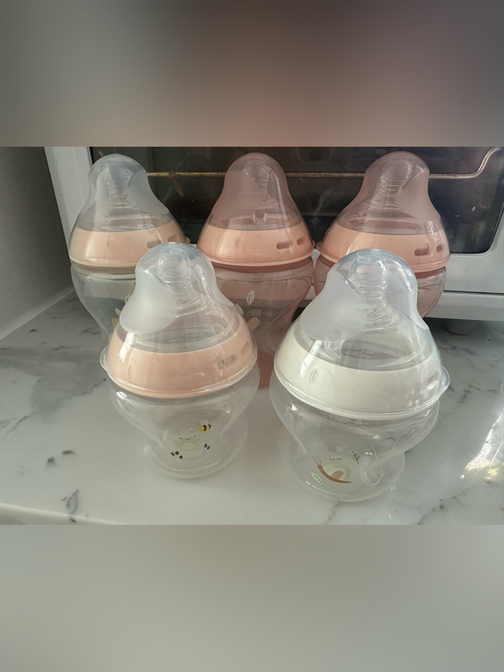 Baby Feeding Bottle Set - Clear with Pink baby bottle set
